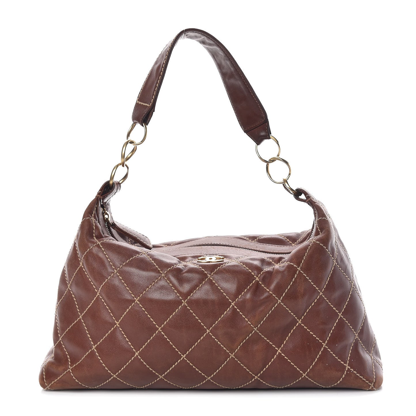 Calfskin Quilted Surpique Hobo Brown