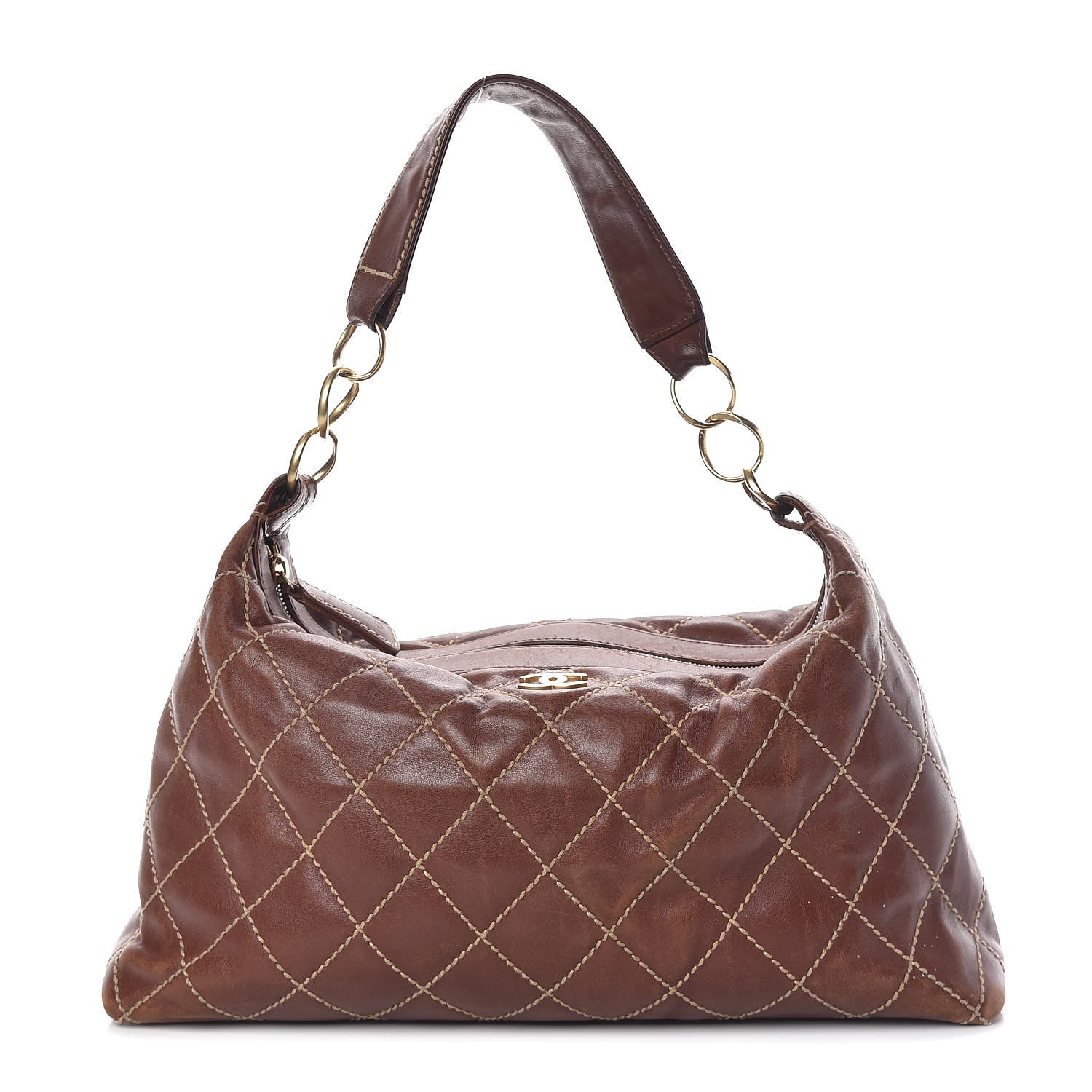 Chanel Calfskin Quilted Surpique Hobo Brown 1 of 21