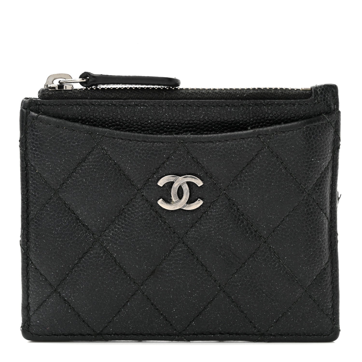Chanel Caviar Quilted CC Zip Card Holder Black 1 of 9