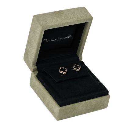 Van Cleef & Arpels 18K Yellow Gold Black Onyx Sweet Alhambra Earrings 7 of 7
