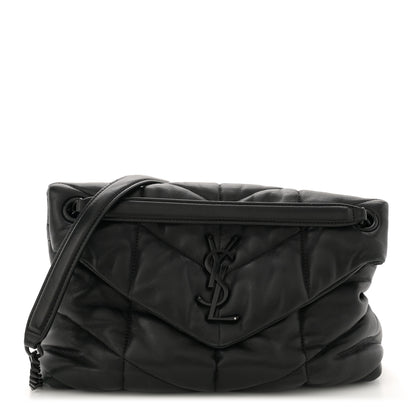 Saint Laurent Lambskin Quilted Monogram Monochrome Small Loulou Puffer Chain Satchel Black 1 of 11