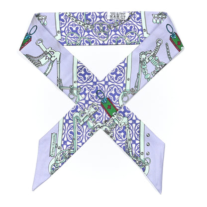 Hermes Silk Mors Et Gourmettes Remix Twilly Parme Vert Mauve 1 of 4