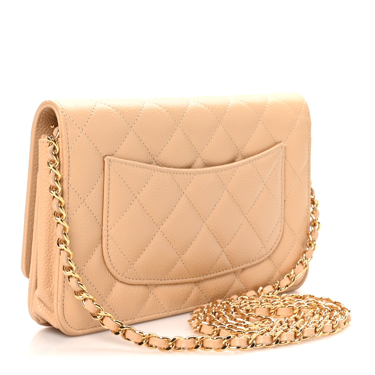 Chanel Caviar Quilted Wallet on Chain WOC Beige 3 of 10