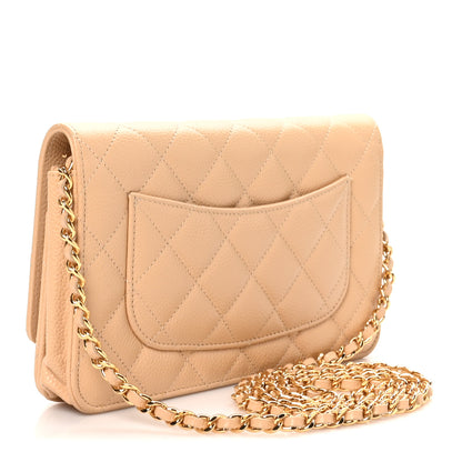 Chanel Caviar Quilted Wallet on Chain WOC Beige 3 of 10