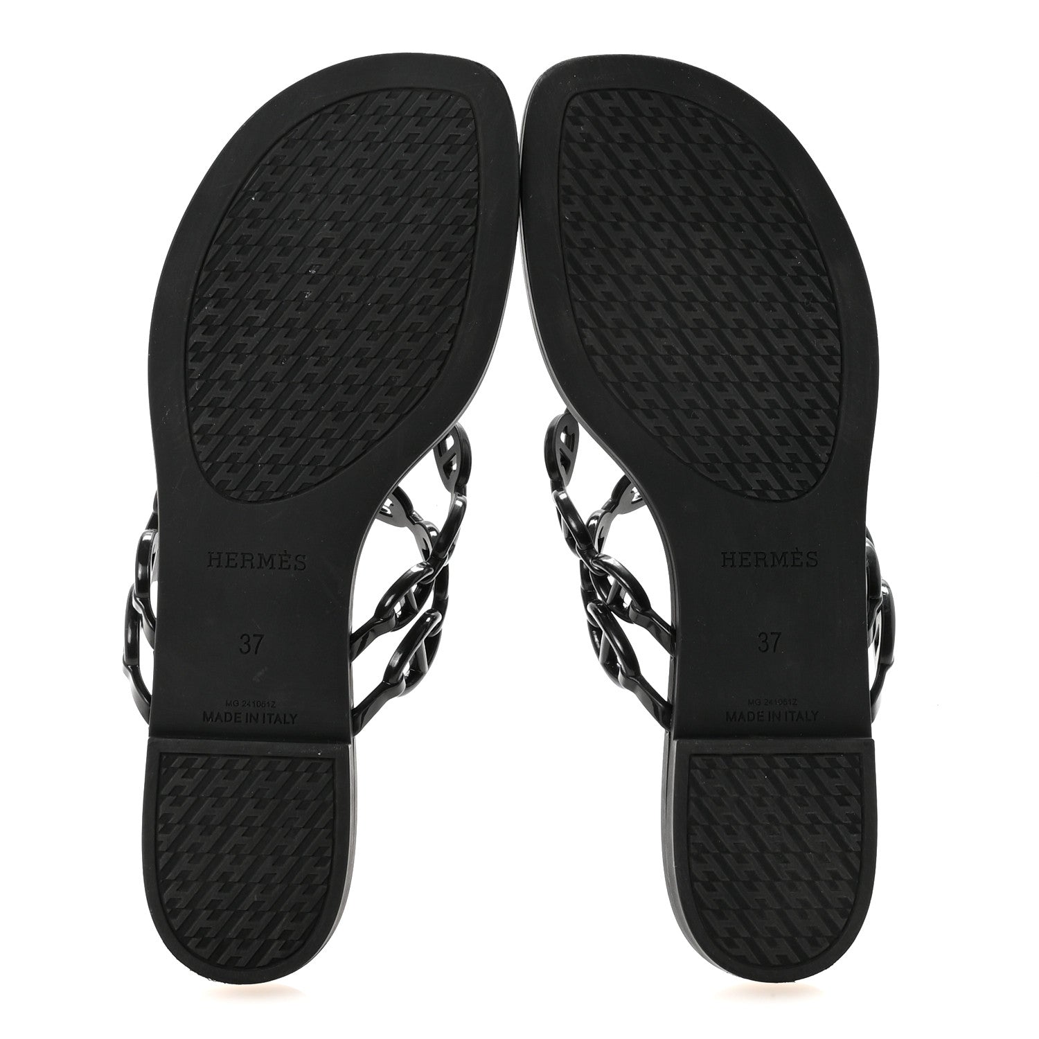 Hermes Rubber Chaine d'Ancre Island Sandals 37 Black 6 of 8