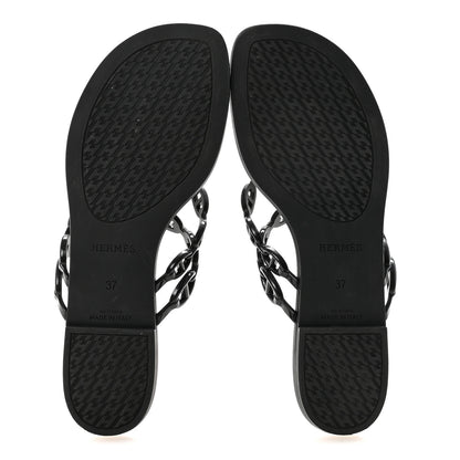 Hermes Rubber Chaine d'Ancre Island Sandals 37 Black 6 of 8