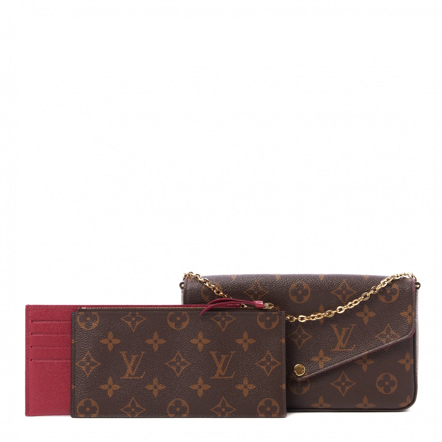 Monogram Pochette Felicie Chain Wallet Fuchsia