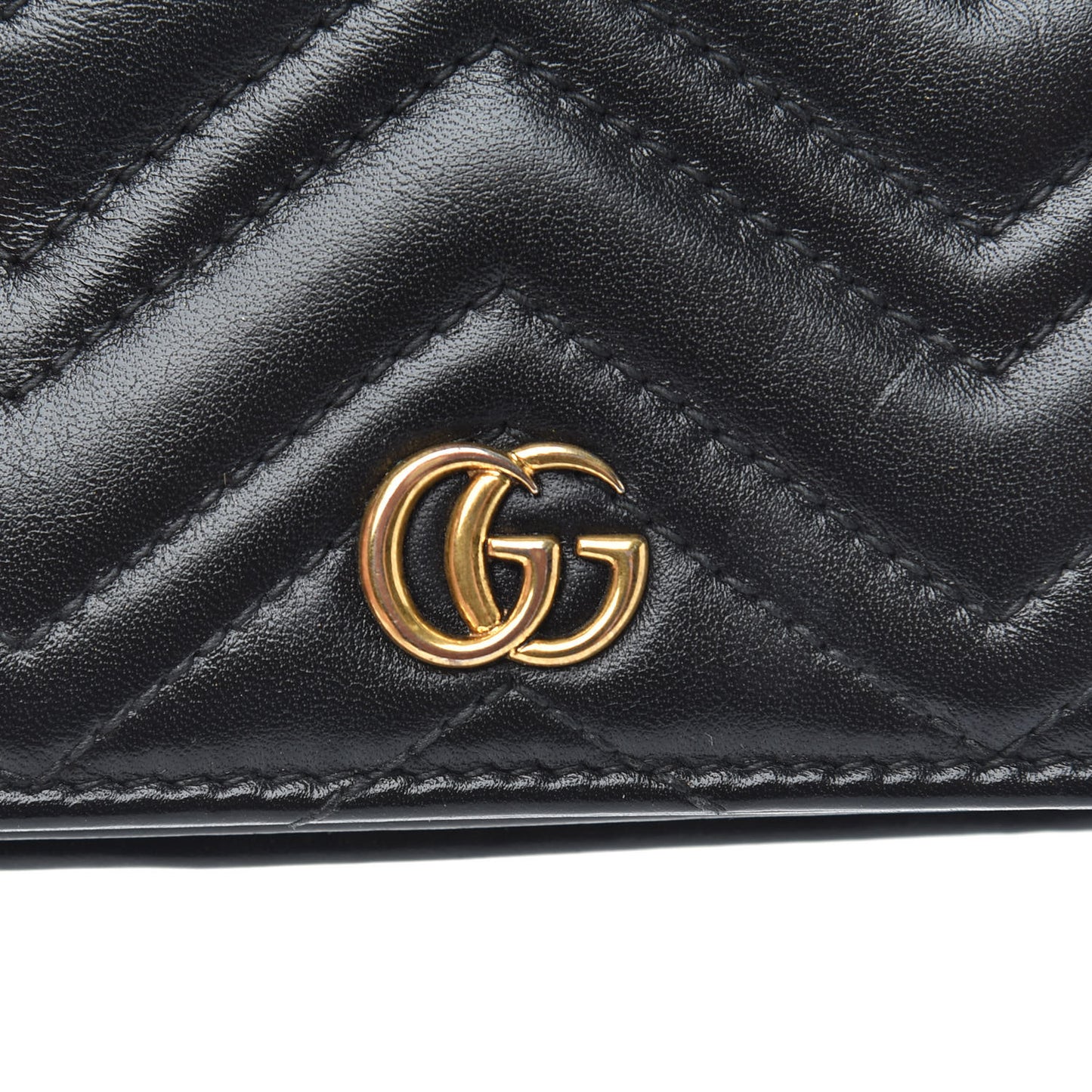 Calfskin Matelasse GG Marmont Card Case Wallet Black