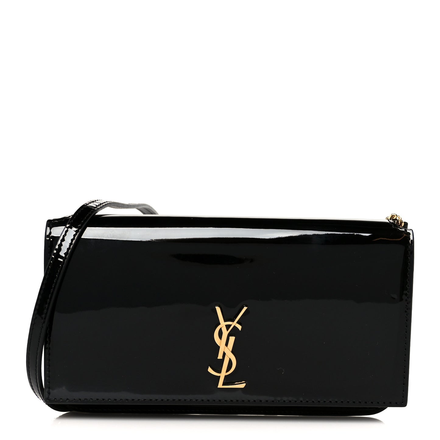 Vernice Diamond Calfskin Monogram Phone Holder Crossbody Black