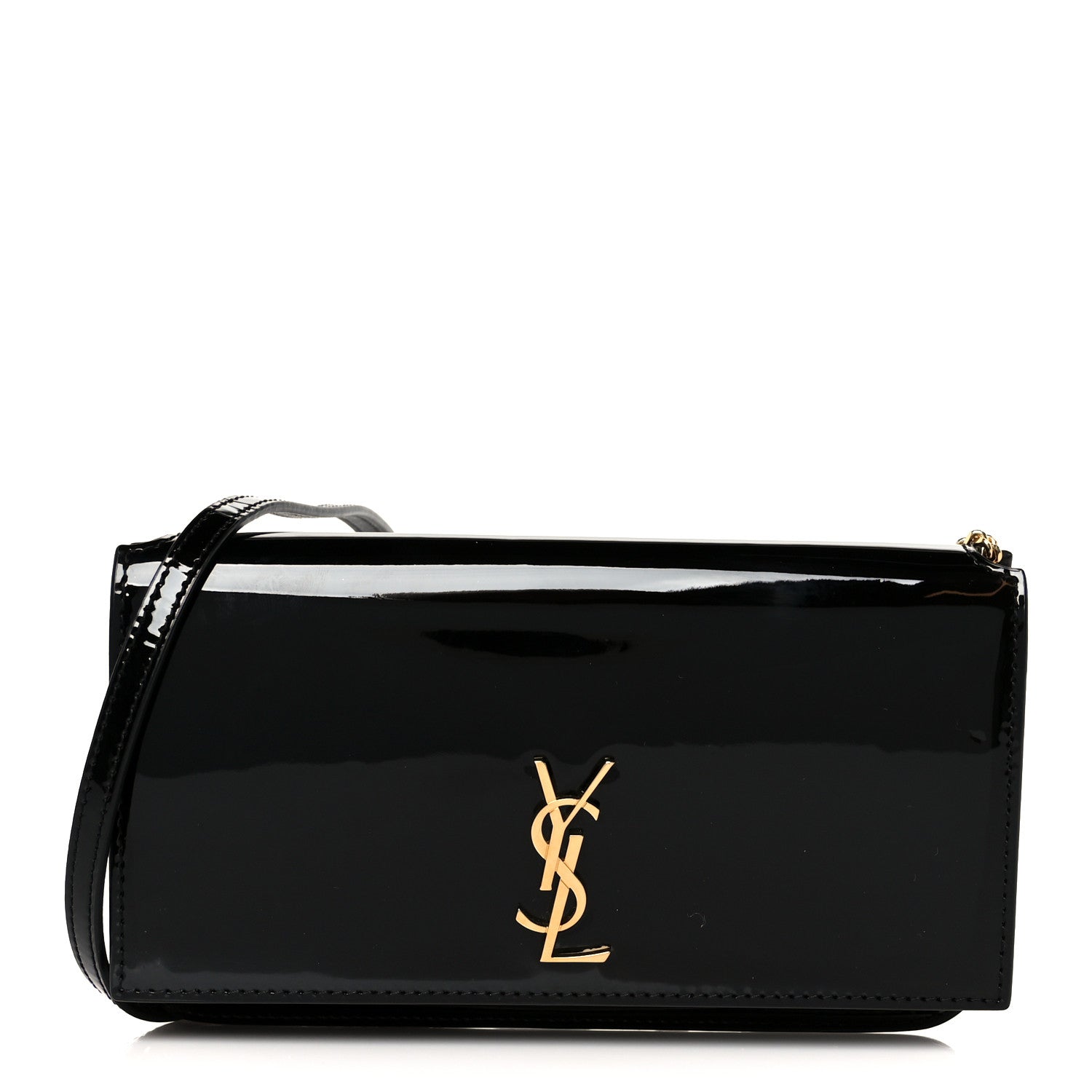 Saint Laurent Vernice Diamond Calfskin Monogram Phone Holder Crossbody Black 1 of 10