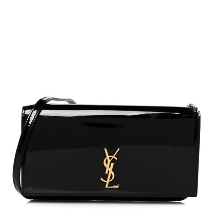 Saint Laurent Vernice Diamond Calfskin Monogram Phone Holder Crossbody Black 1 of 10