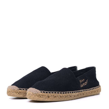 Saint Laurent Canvas Nappa Elba Light Logo Embroidered Espadrilles 41 Black 2 of 5