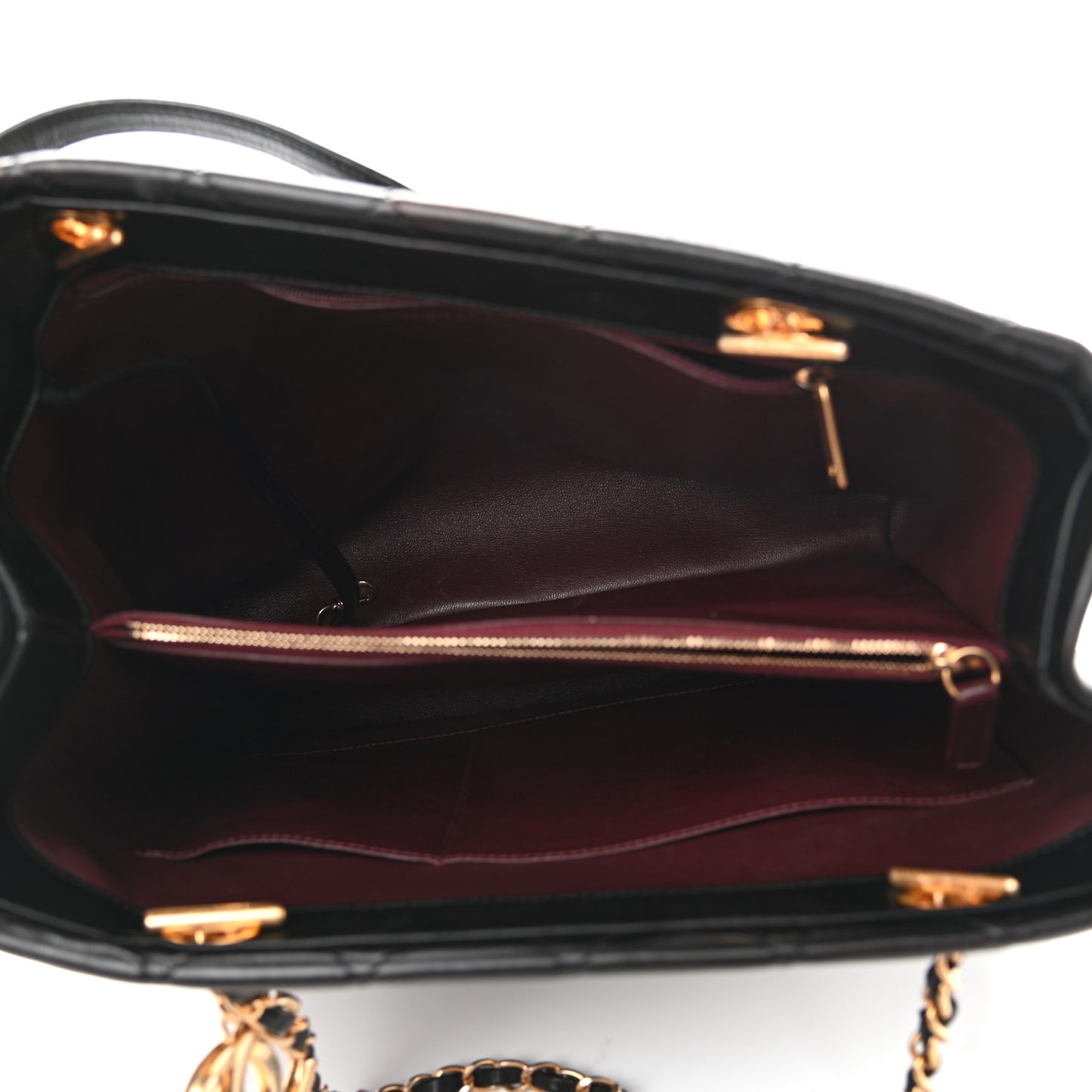 Lambskin Quilted Trendy CC Shopping Tote Black