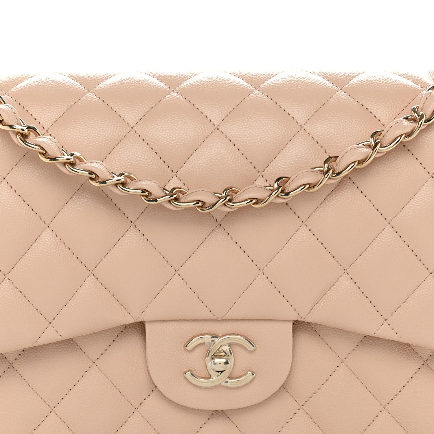 Chanel Caviar Quilted Jumbo Double Flap Light Beige 8 of 13