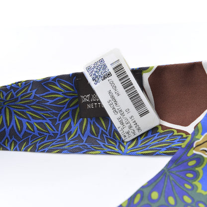 Hermes Silk The Three Graces Twilly Bleu Vert Marron 2 of 4