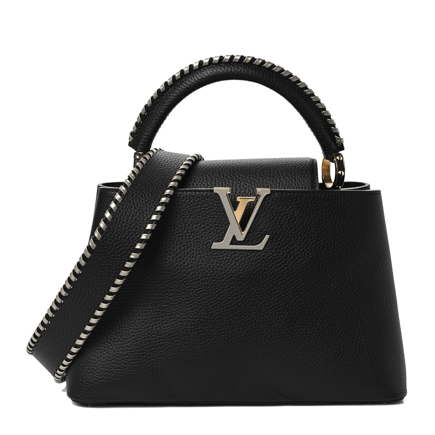 Louis Vuitton Taurillon Capucines MM Black Etain Metallic Gray 1 of 5