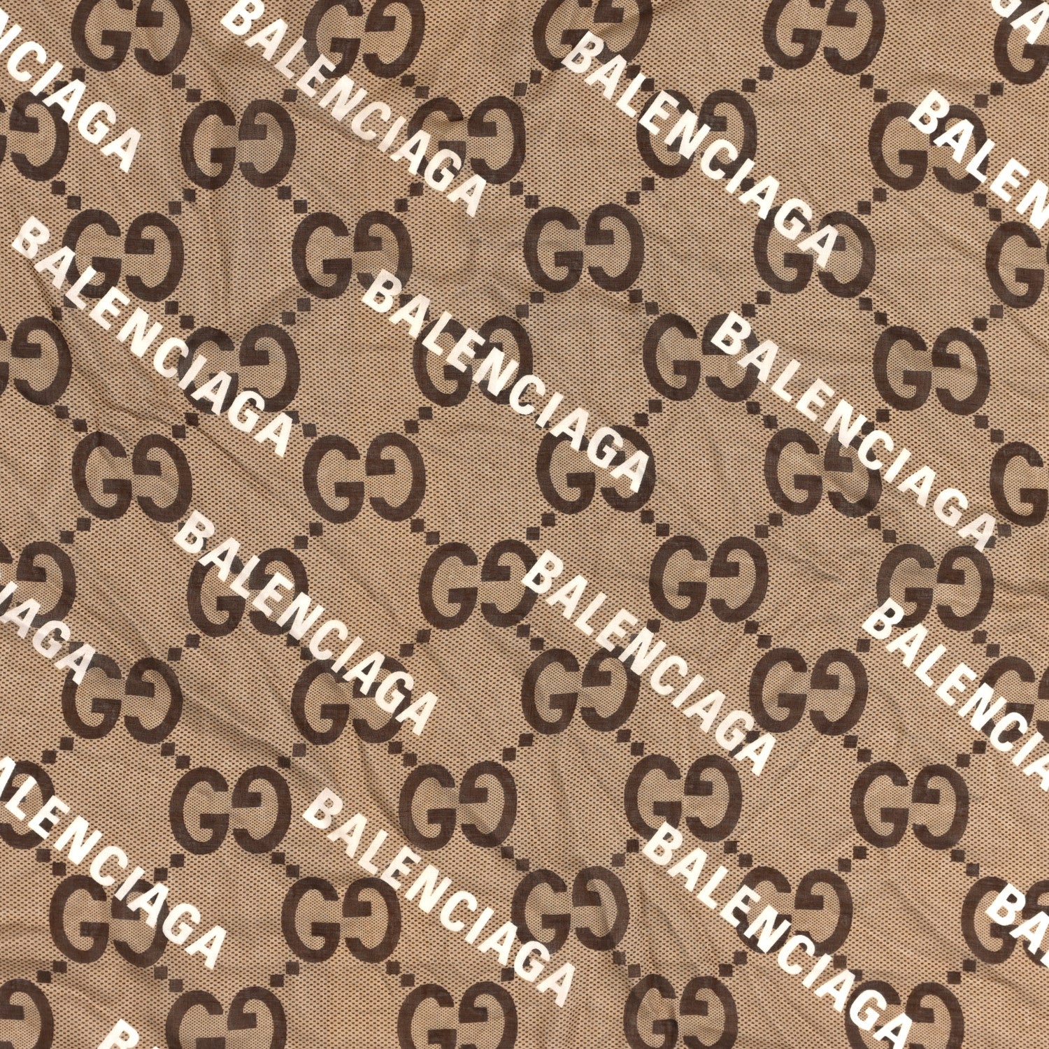 Gucci X BALENCIAGA Modal Silk Maxi GG Monogram Logo Print Shawl Beige White 2 of 3
