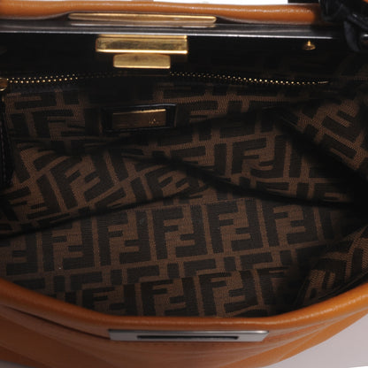 Fendi Goatskin Zucca Large Peekaboo Iconic Satchel Ocra Tobacco Moro 5 of 9