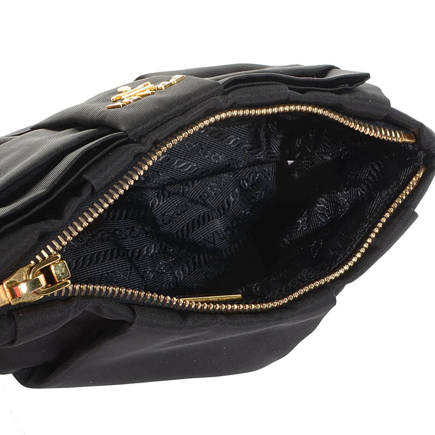 Tessuto Nylon Bow Wristlet Nero Black