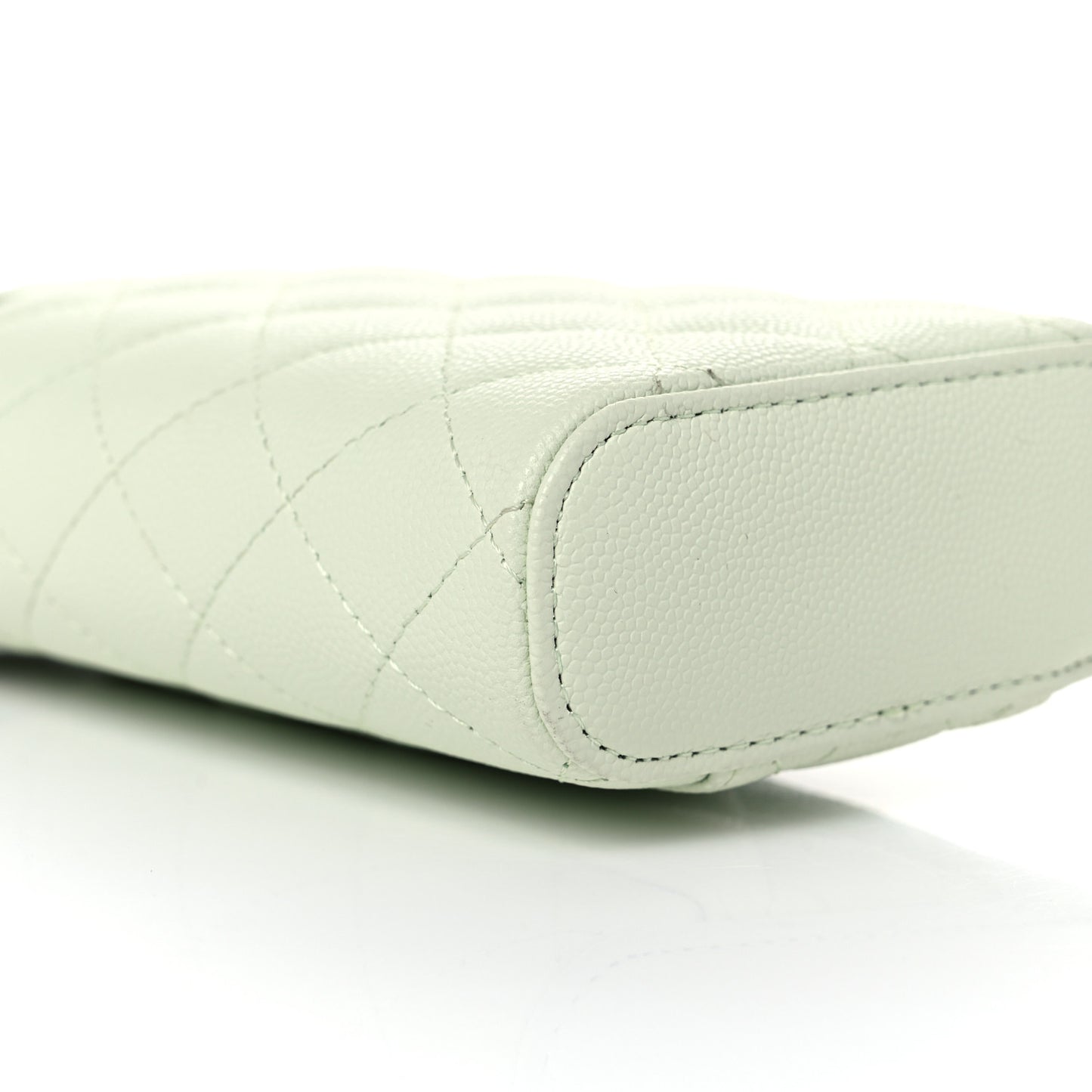 Caviar Quilted Phone Holder With Chain Light Green