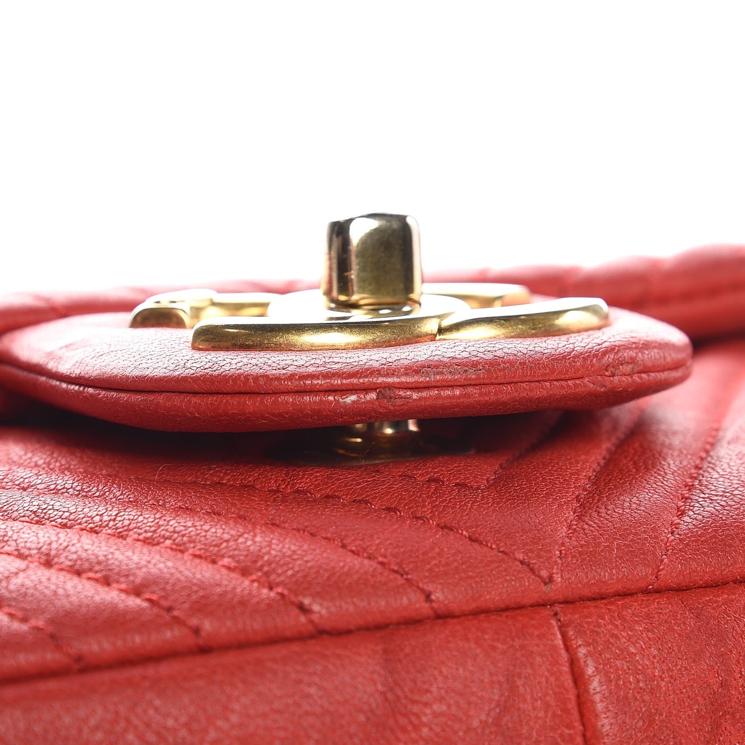 Chanel Calfskin Surpique Chevron Medium Flap Red 11 of 19