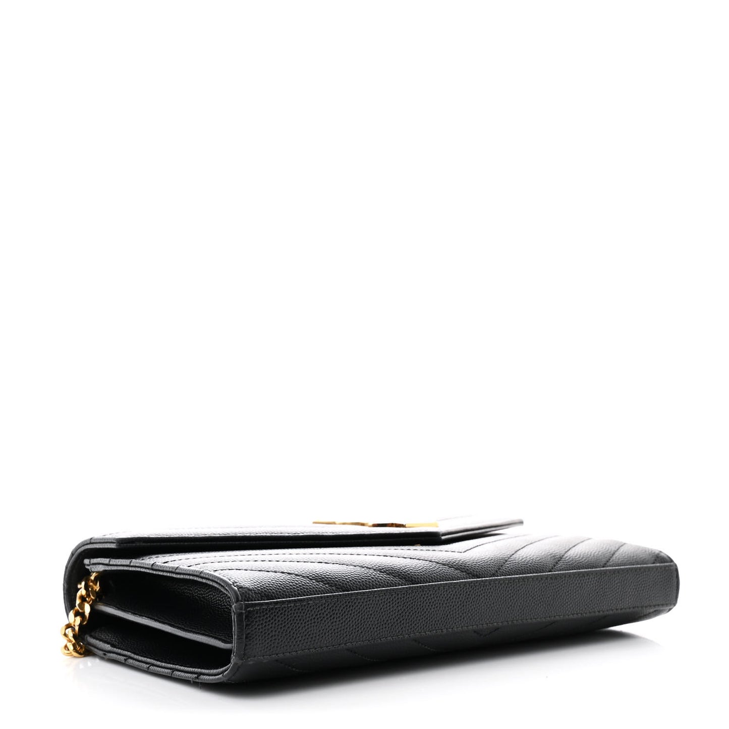 Grain De Poudre Matelasse Chevron Monogram Chain Wallet Black