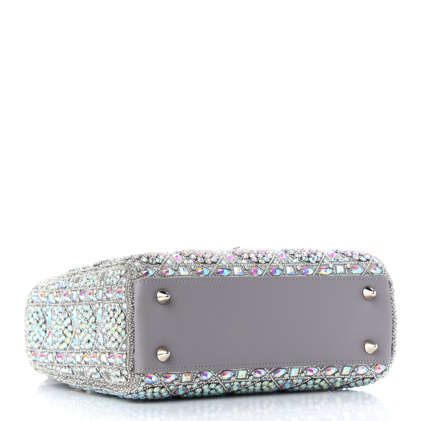 Metallic Calfskin Satin Celestial Bead Embroidery Small My Lady Dior Grey