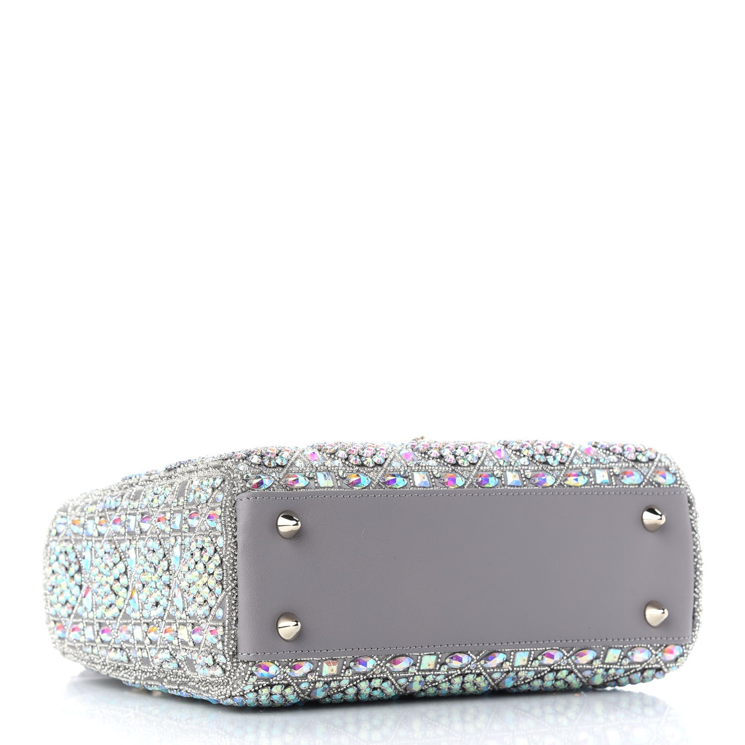 Christian Dior Metallic Calfskin Satin Celestial Bead Embroidery Small My Lady Dior Grey 4 of 10