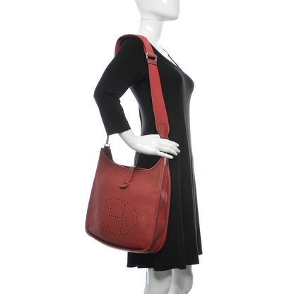 Hermes Taurillon Clemence Evelyne III GM Rouge Garance 2 of 9