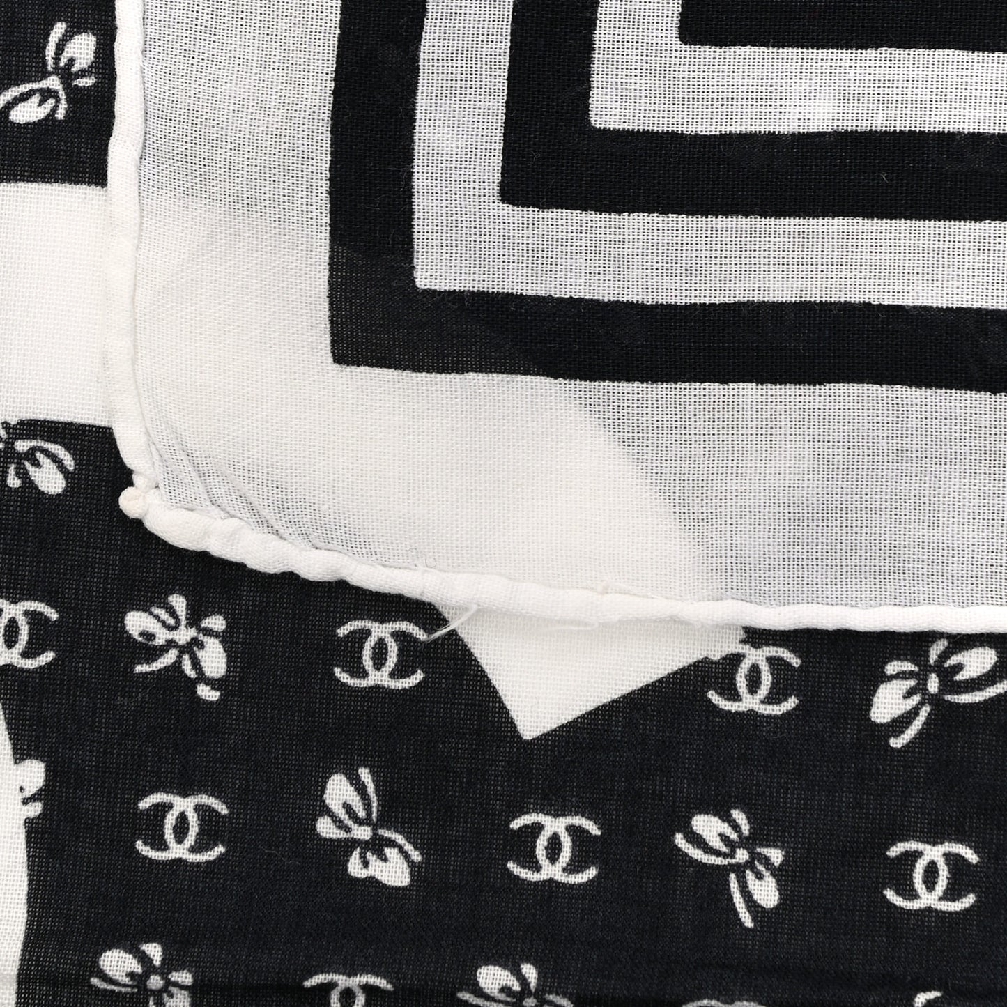 Silk CC Square Scarf Black White