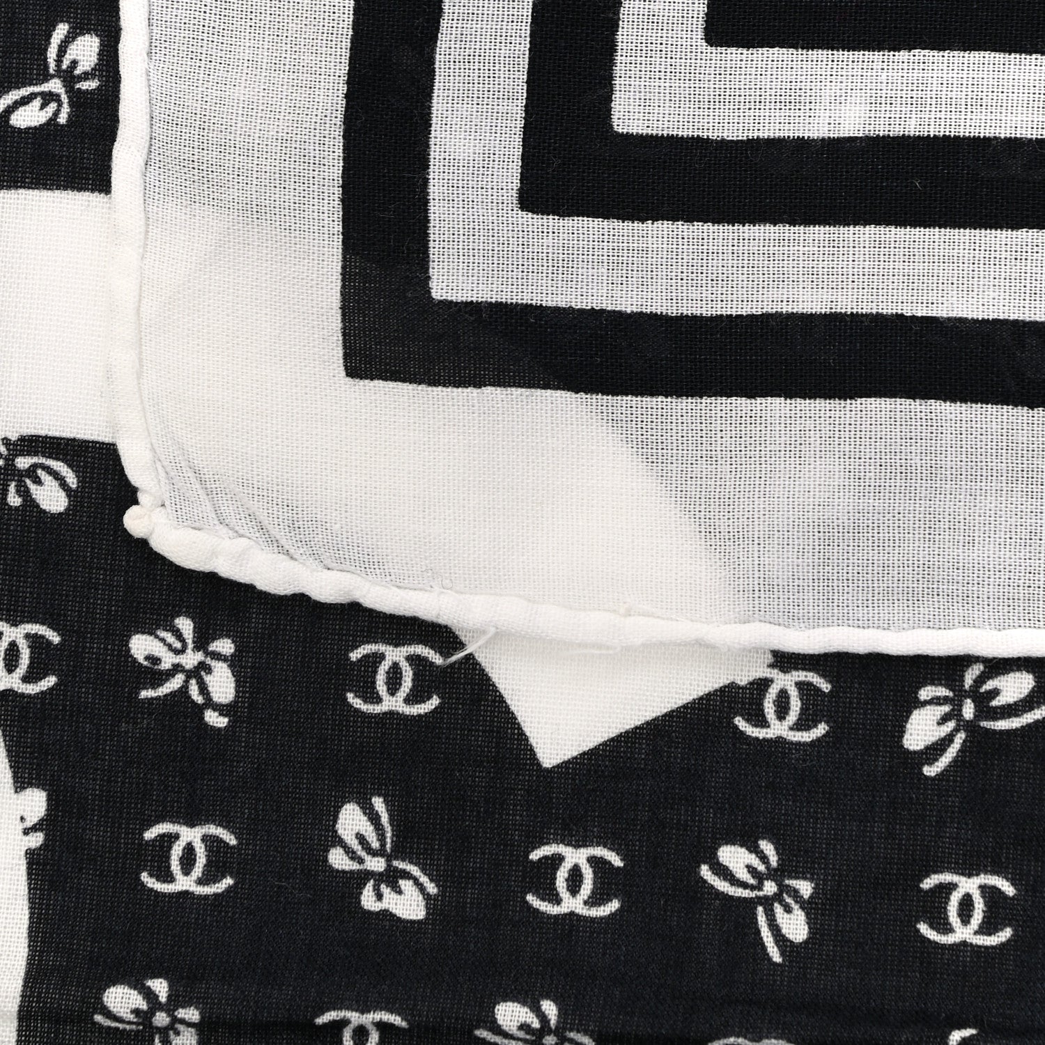 Chanel Silk CC Square Scarf Black White 2 of 3