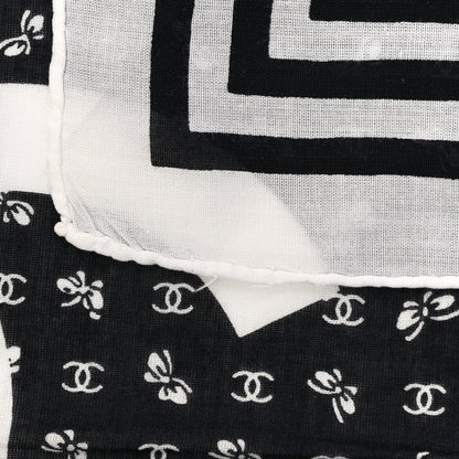 Chanel Silk CC Square Scarf Black White 2 of 3
