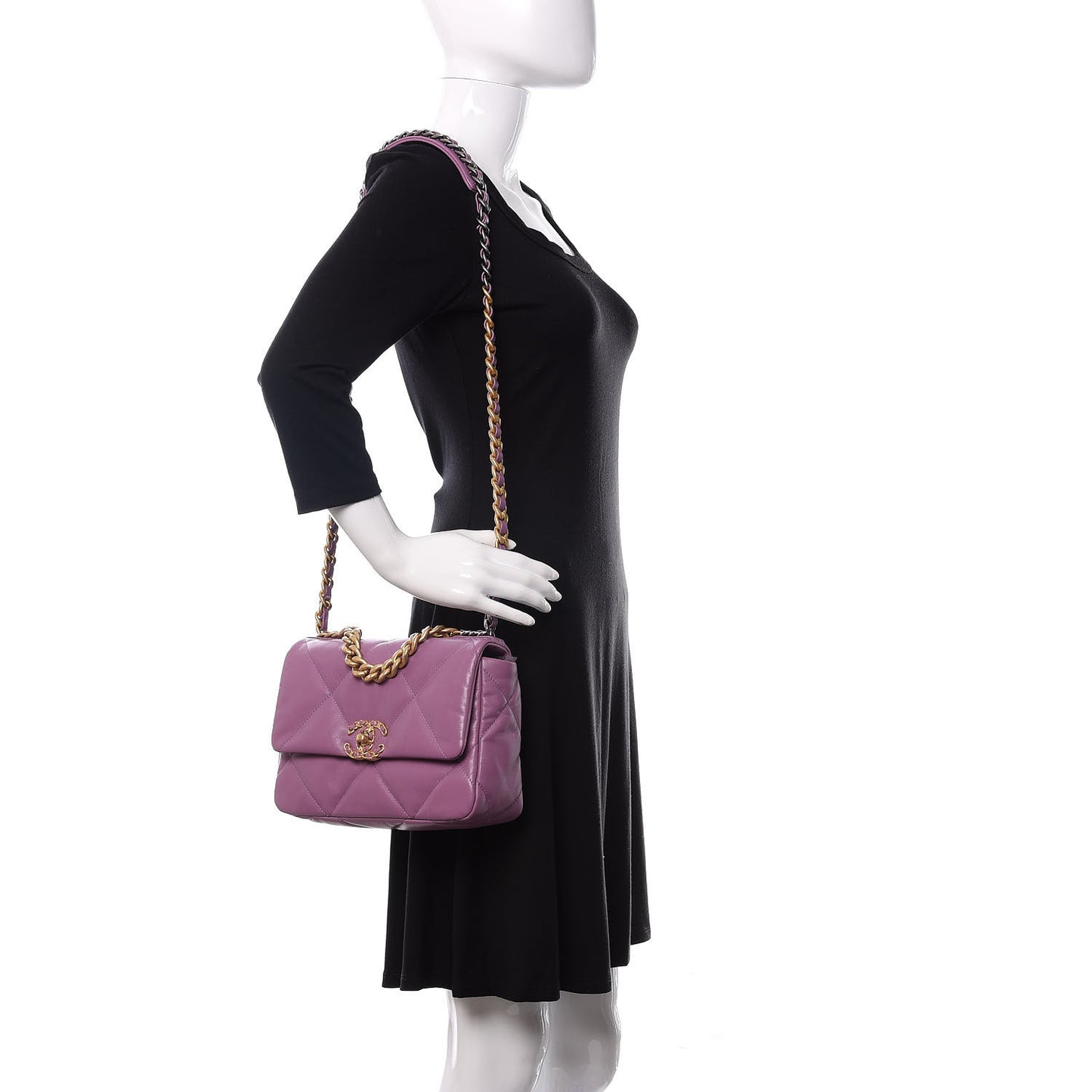 Goatskin Quilted Medium Chanel 19 Flap Violet Purple