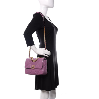 Chanel Goatskin Quilted Medium Chanel 19 Flap Violet Purple 2 of 15