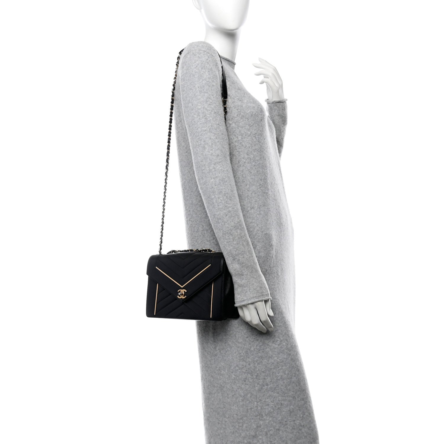 Chanel Lambskin Reversed Chevron Quilted Flap Black 3 of 10