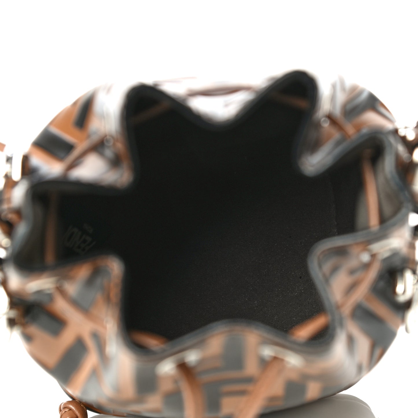 Vitello Liberty F is Fendi FF Embossed Mini Mon Tresor Bucket Bag Tobacco Black