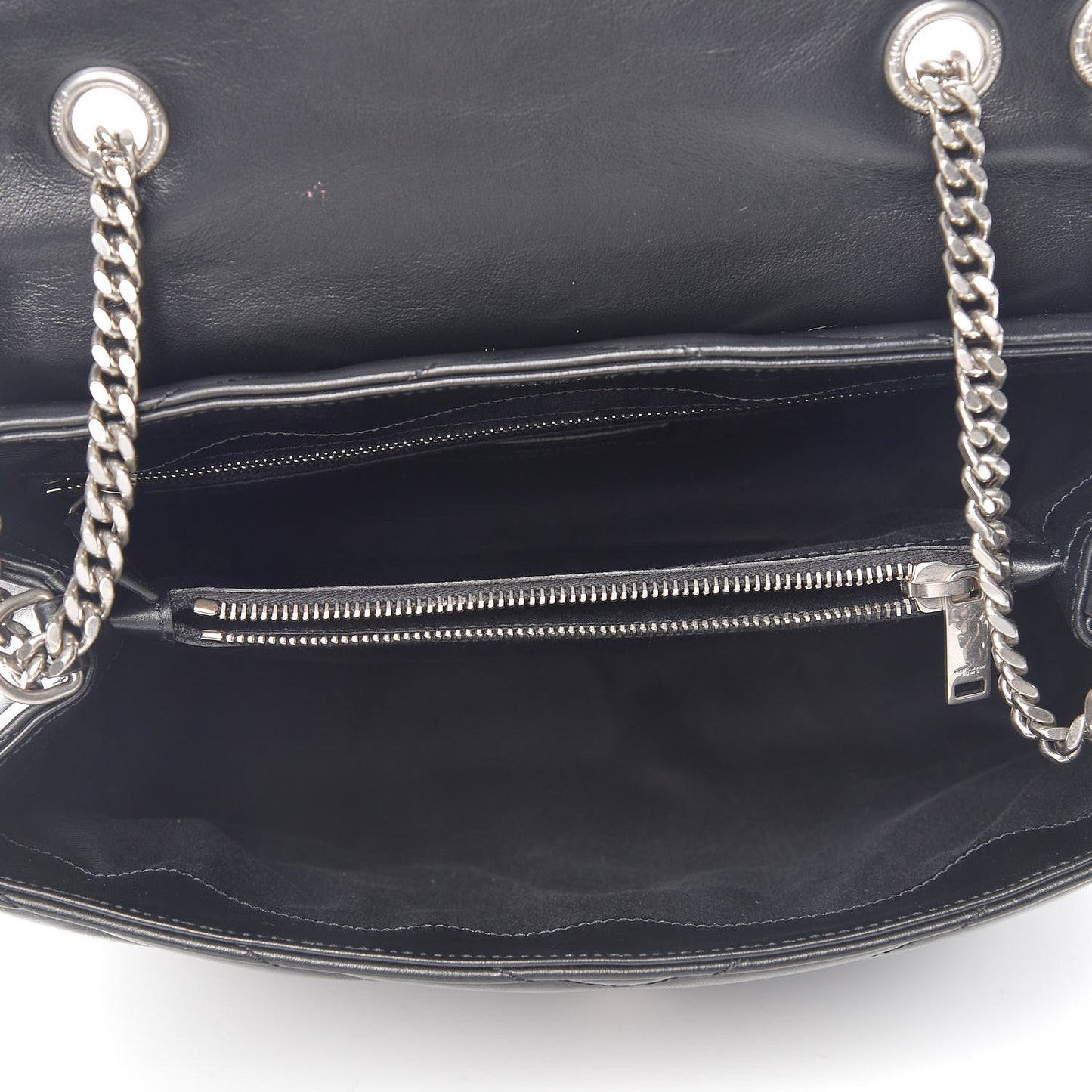Calfskin Y Quilted Monogram Medium Loulou Chain Satchel Black