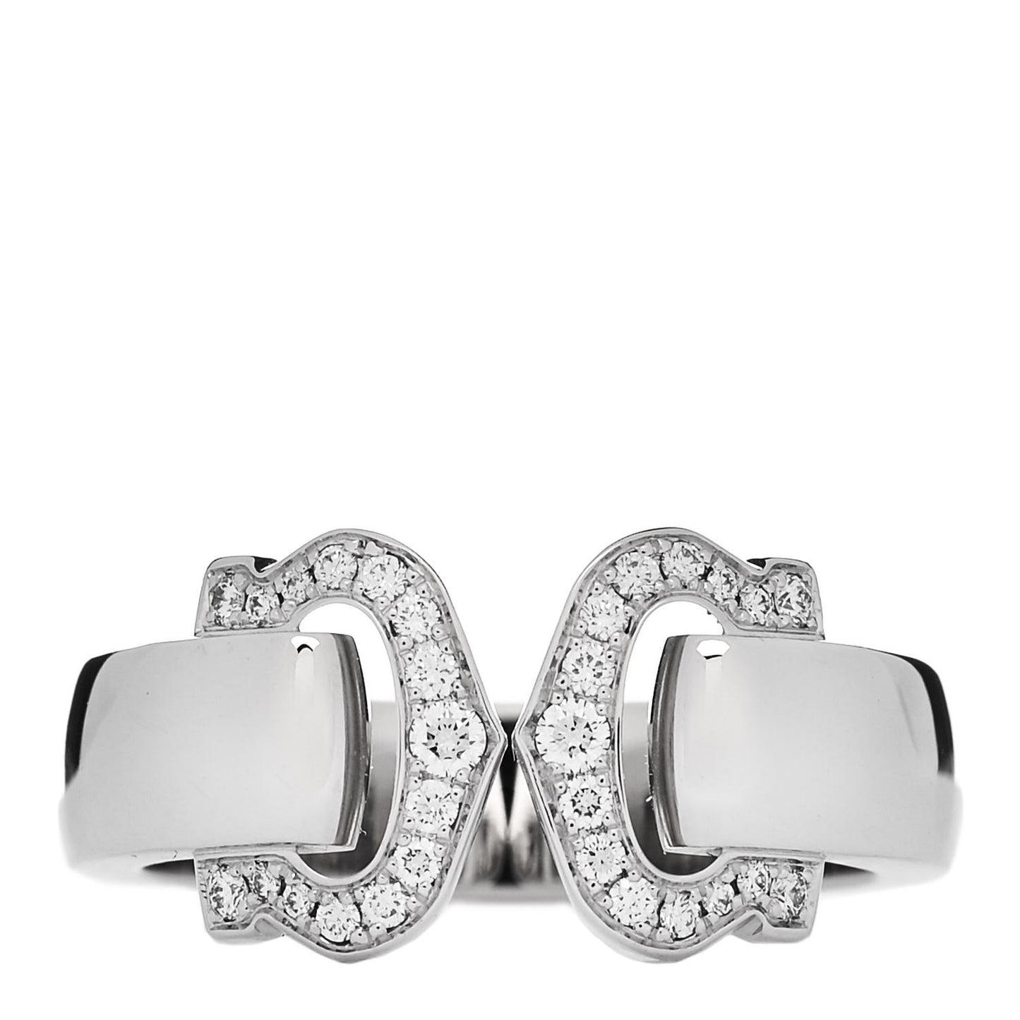 18K White Gold Diamond C De Cartier Ring 53 6.5