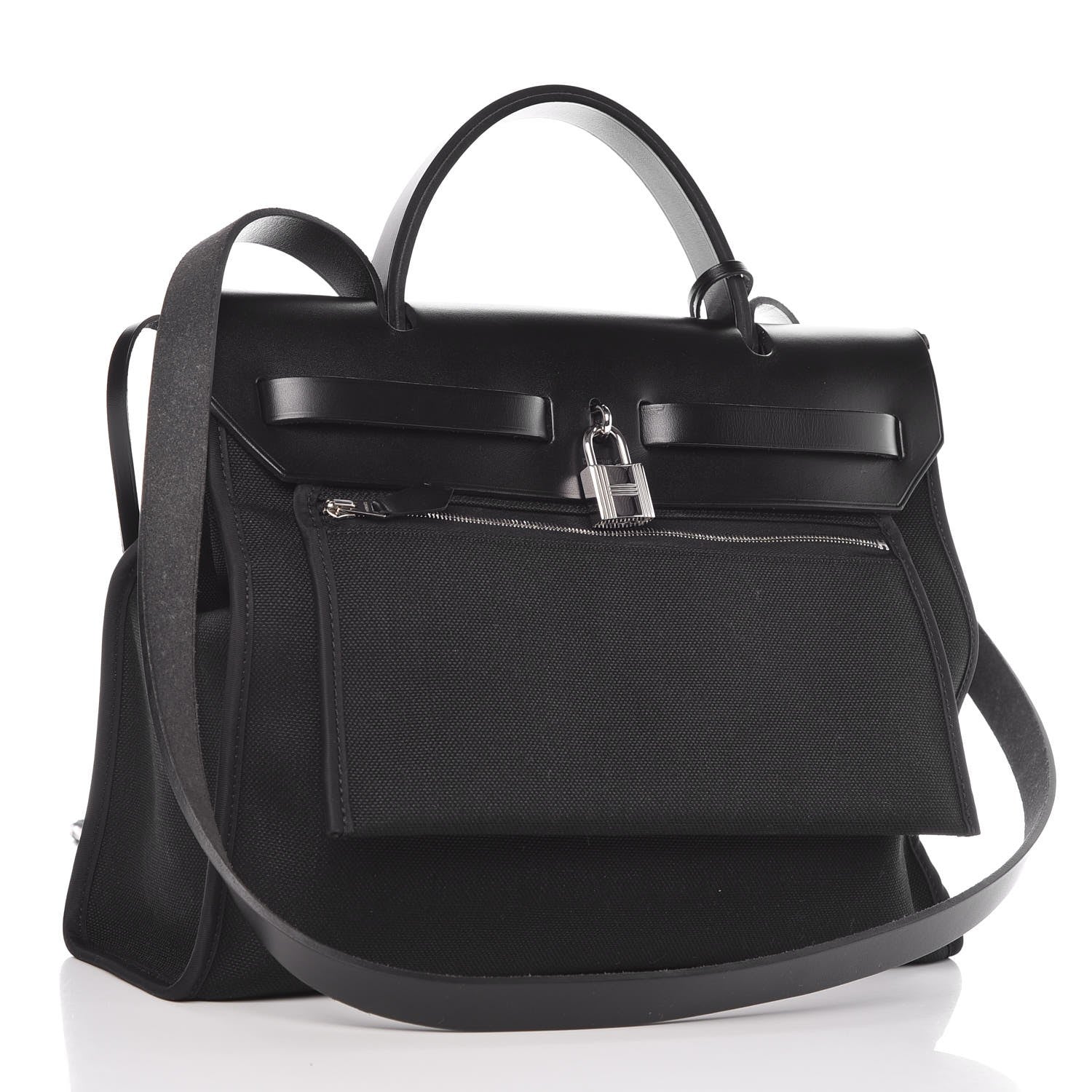 Hermes Military Toile Vache Hunter Herbag Zip PM 31 Black 4 of 11