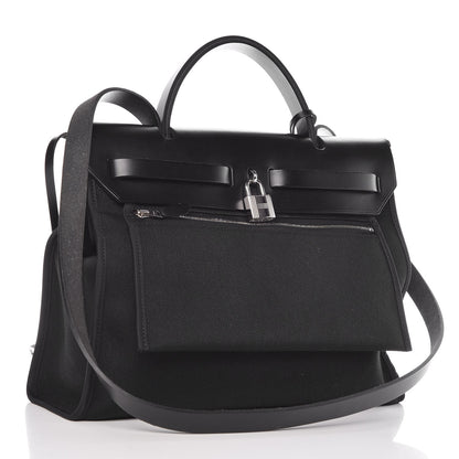 Hermes Military Toile Vache Hunter Herbag Zip PM 31 Black 4 of 11