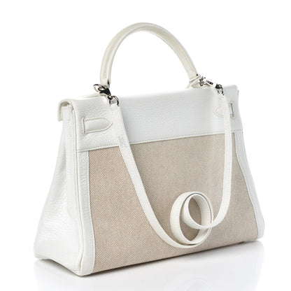 Hermes Taurillon Clemence Toile Kelly Retourne 32 White 4 of 40