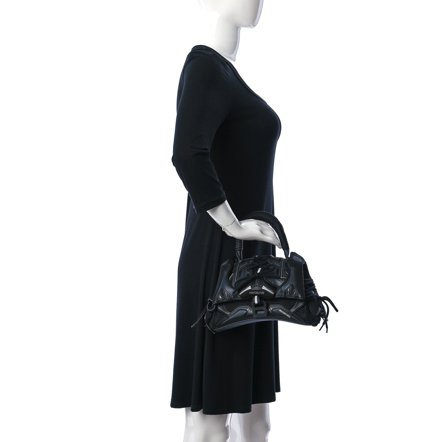 Balenciaga Faux Calfskin Fabric Small Sneakerhead Top Handle Bag Black 2 of 10
