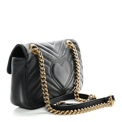 Gucci Calfskin Matelasse Mini GG Marmont Shoulder Bag Black 3 of 14