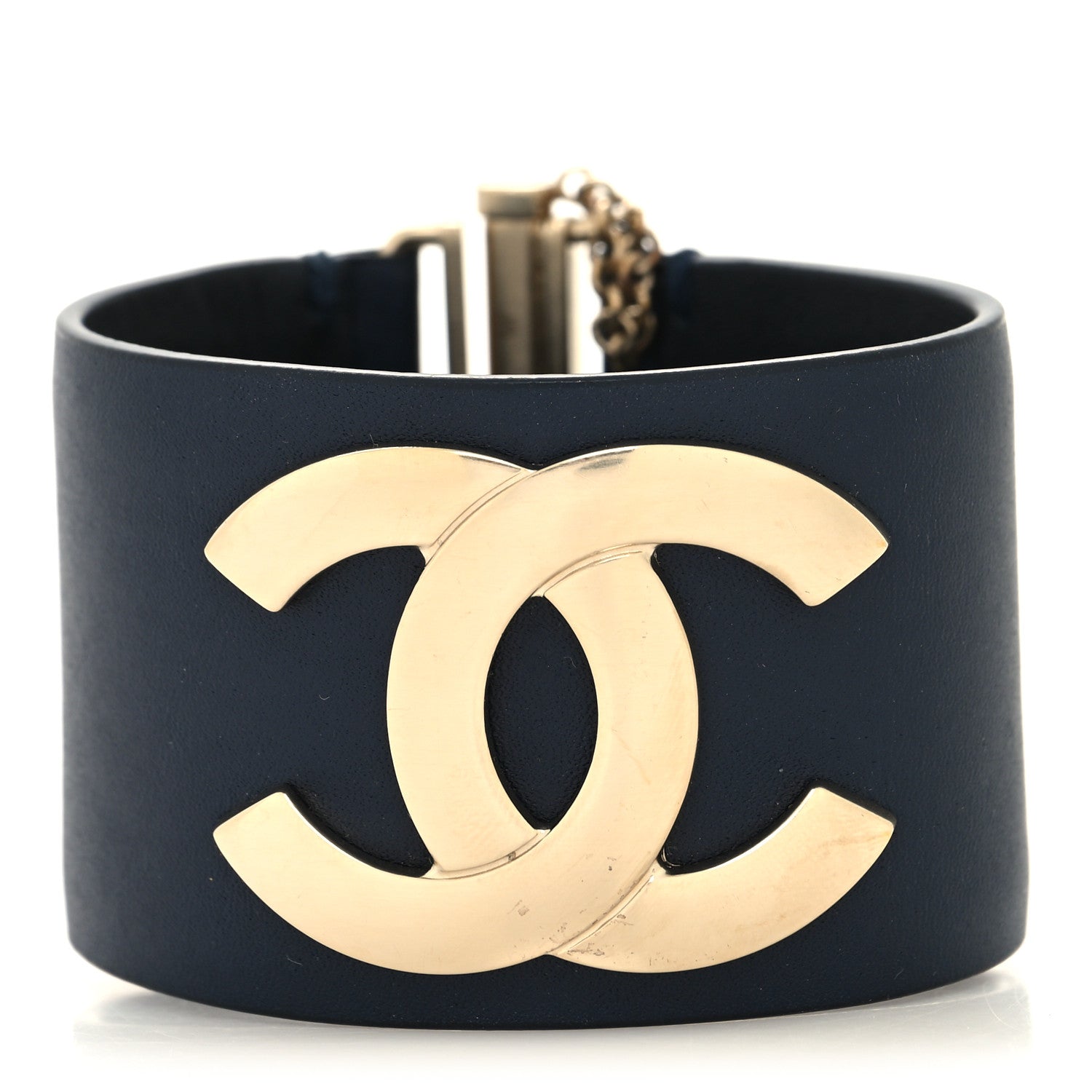 Chanel Calfskin CC Wide Cuff S Navy 1 of 5
