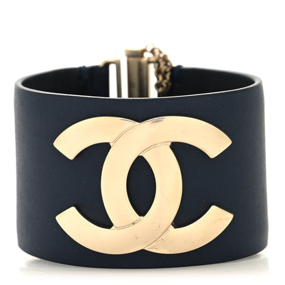 Chanel Calfskin CC Wide Cuff S Navy 1 of 5