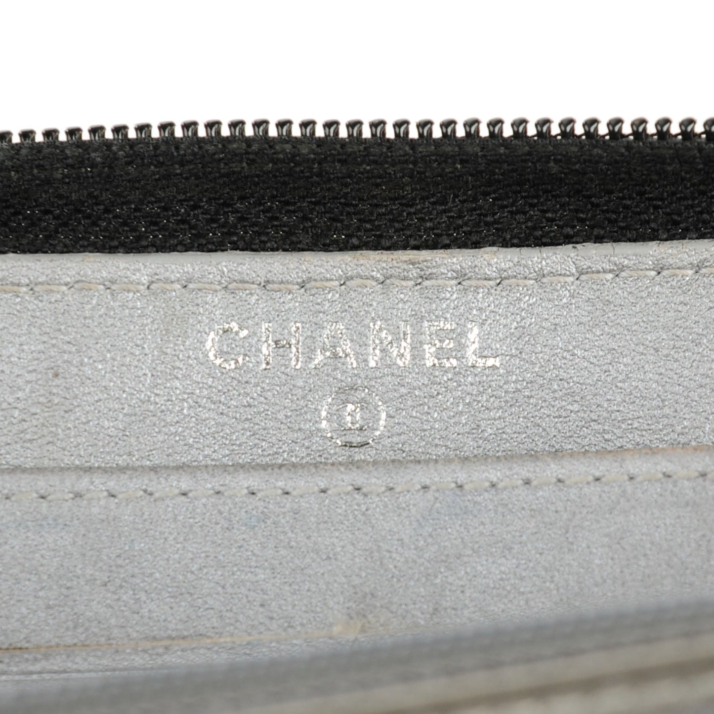 Lambskin Camellia Embossed Large Zip Around Gusset Wallet Black