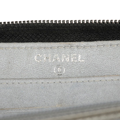 Chanel Lambskin Camellia Embossed Large Zip Around Gusset Wallet Black 6 of 8