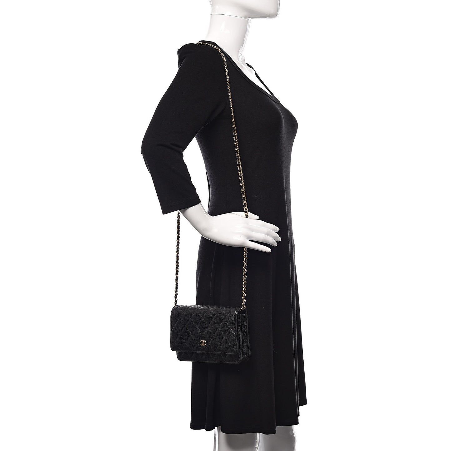 Caviar Quilted Wallet On Chain WOC Black