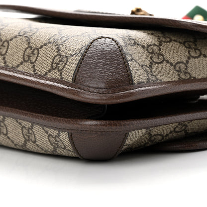Gucci GG Supreme Monogram Web Small Neo Vintage Double Flap Messenger Bag Beige New Acero 12 of 14