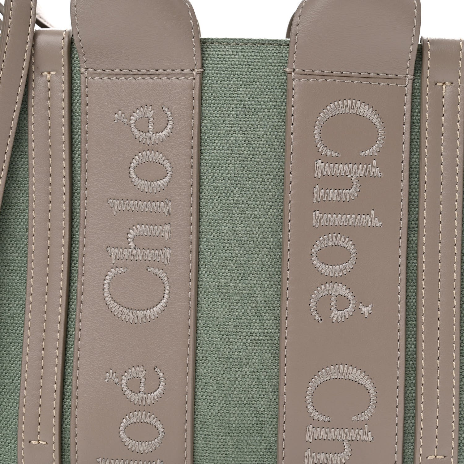 Chloe Cotton Calfskin Small Woody Ribbon Tote Faded Green 8 of 11